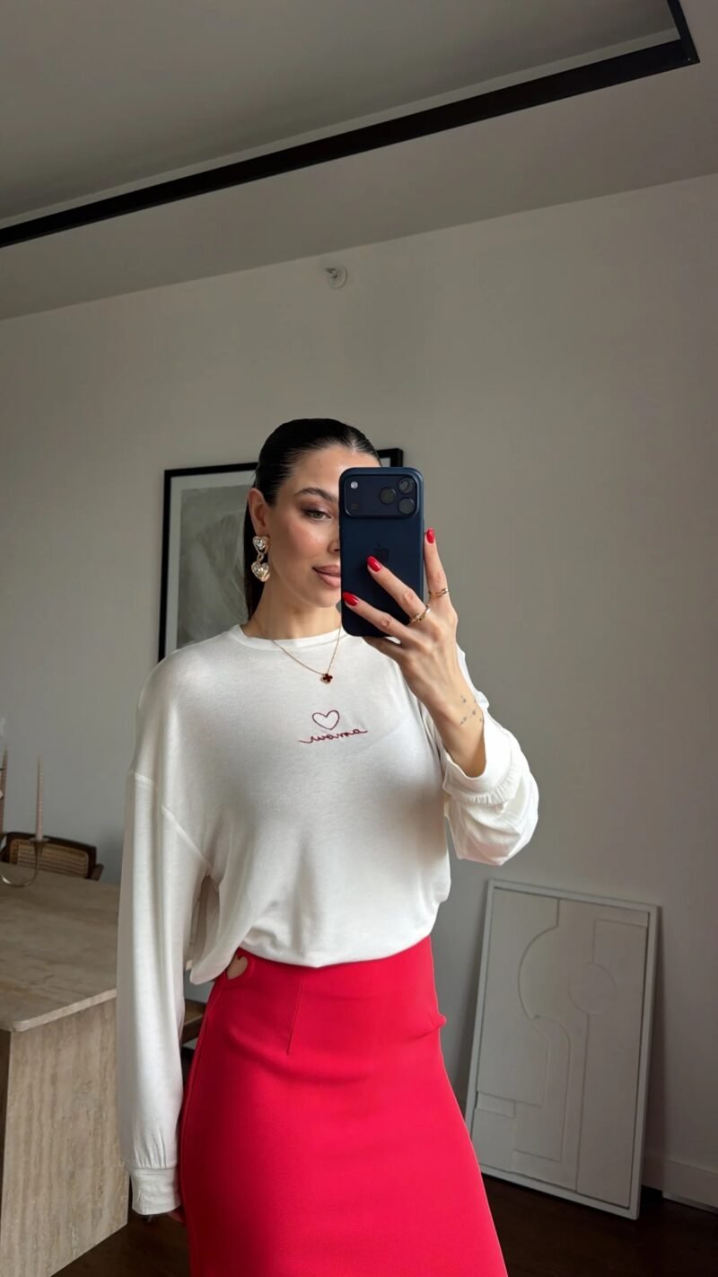 BICYCLE COLLAR EMBROIDERED BLOUSE - WHITE