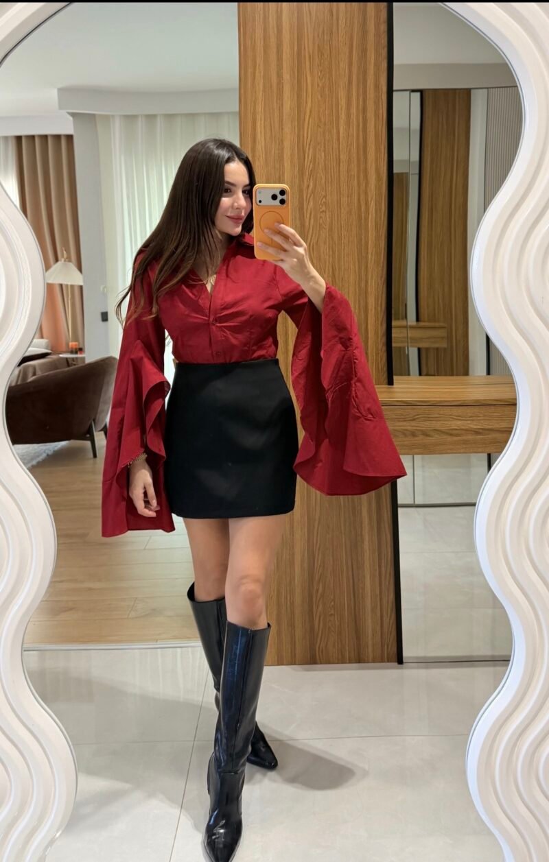 Hailey Red Spanish Sleeve Shirt