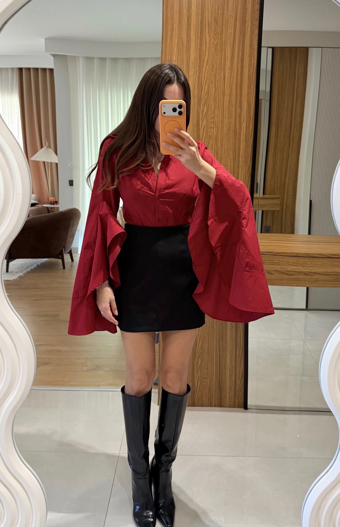 Hailey Red Spanish Sleeve Shirt - Image 2