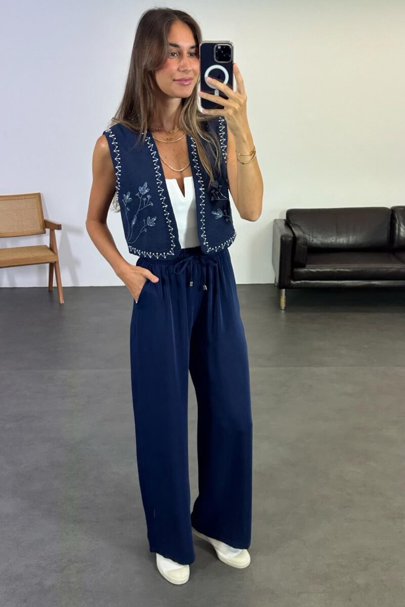 Navy Blue Beaded Vest