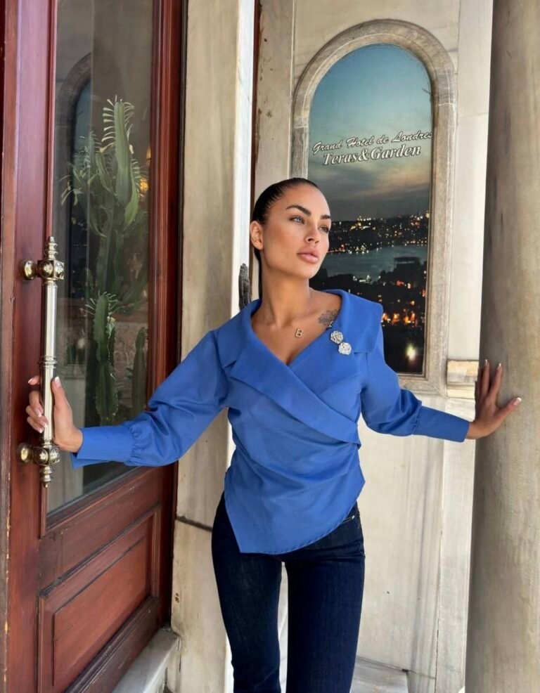 Blouse with Metal Gold Button Detail