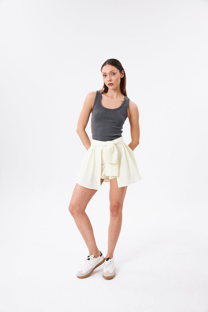 WILD VANILLA TROMPE L'OEIL SHORT SKIRT