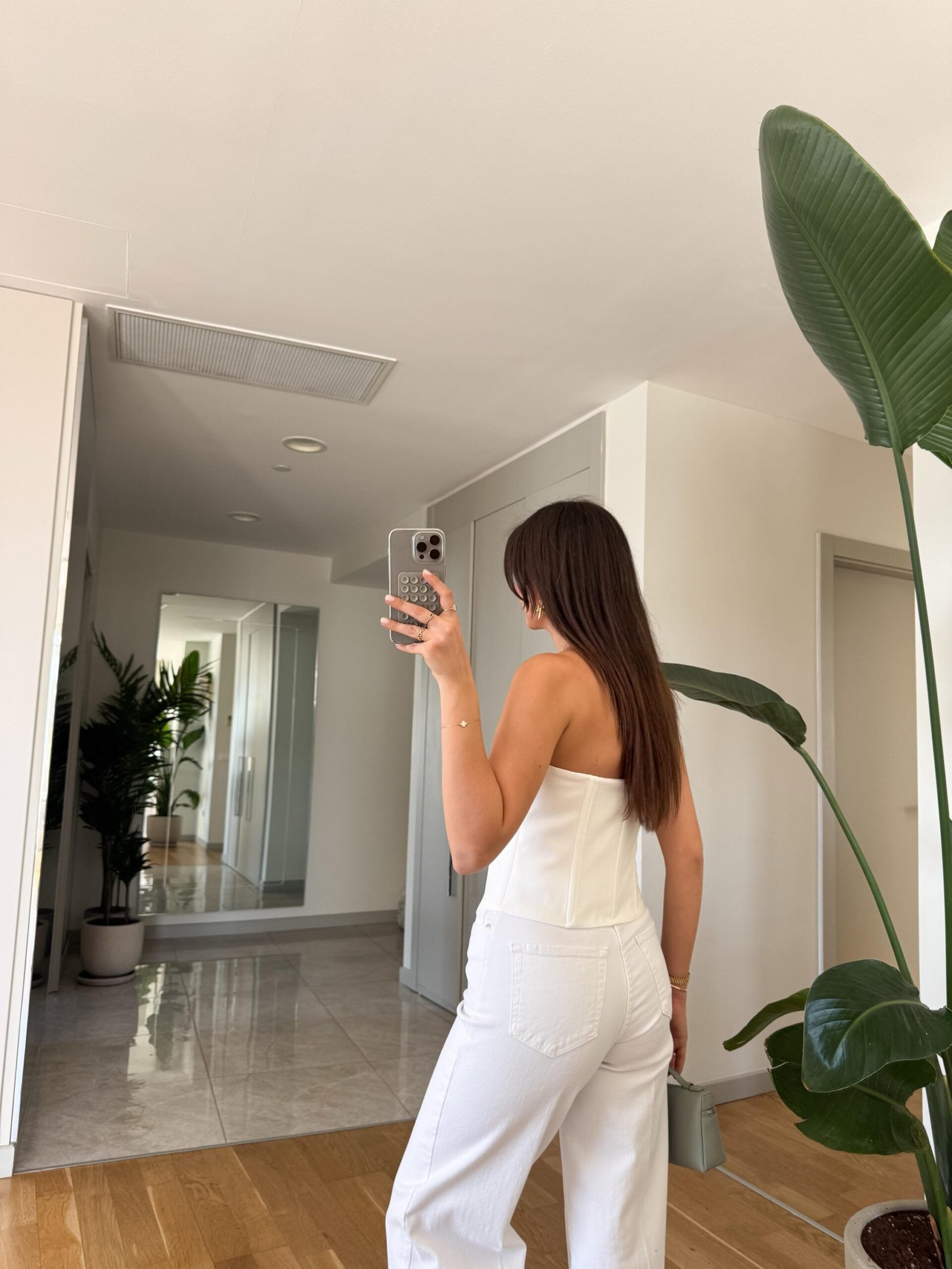 Zippered Design Corset Blouse - White - Image 3