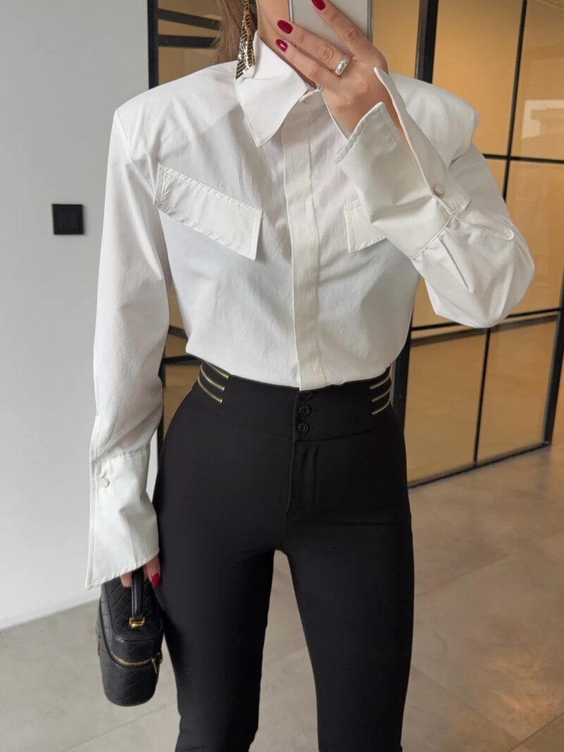 SHIRT WITH PADDED POCKET DETAILS AND WIDE CUFFS