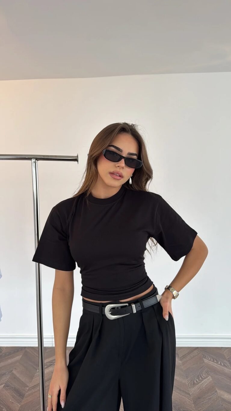 Basic  T-Shirt with Lace-Up Back Detail