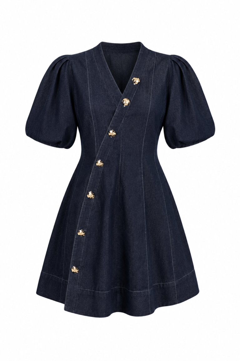 Vienna Denim Balloon Sleeve Dress