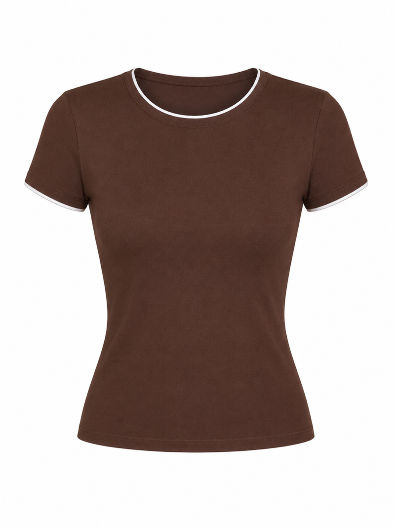 Contrast Short-Sleeve Cotton T-Shirt