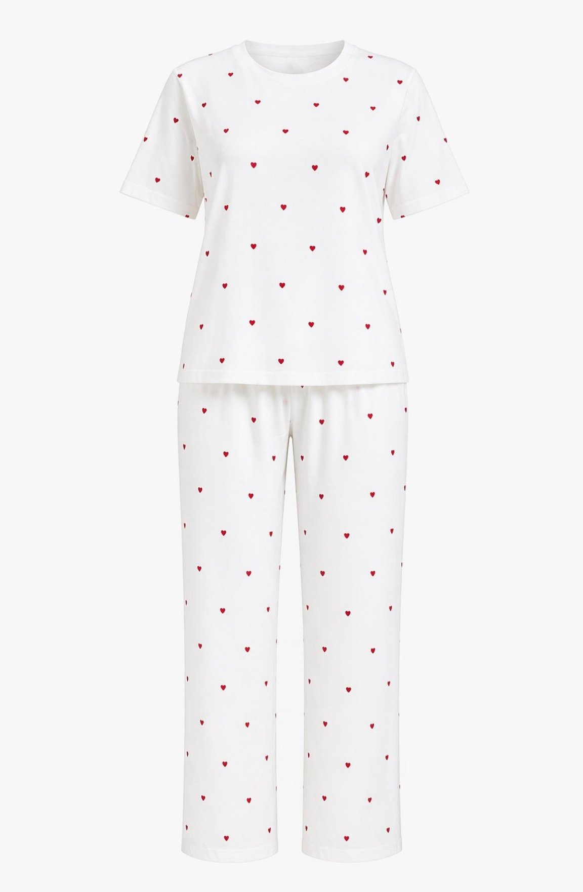 Cream-Colored Pajama Set with Heart Pattern - Image 2