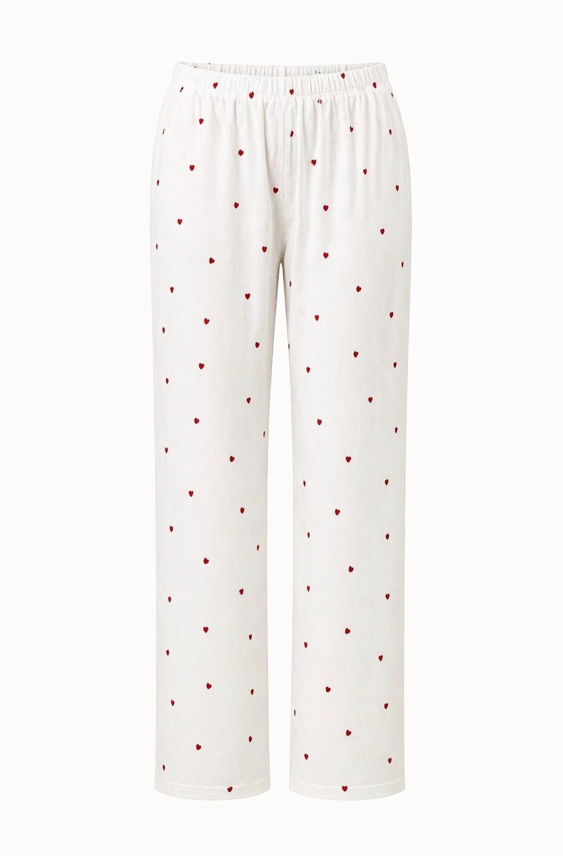 Cream-Colored Pajama Set with Heart Pattern - Image 4