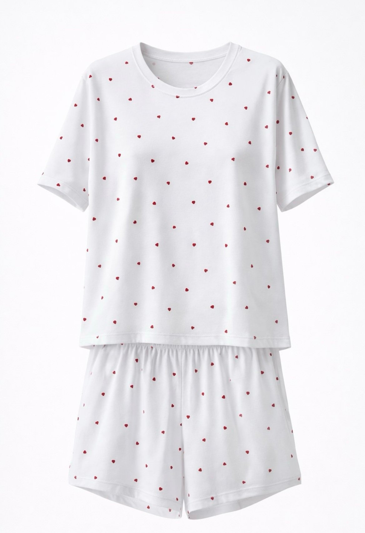Red Heart Patterned Shorts Pajama Set - Image 4