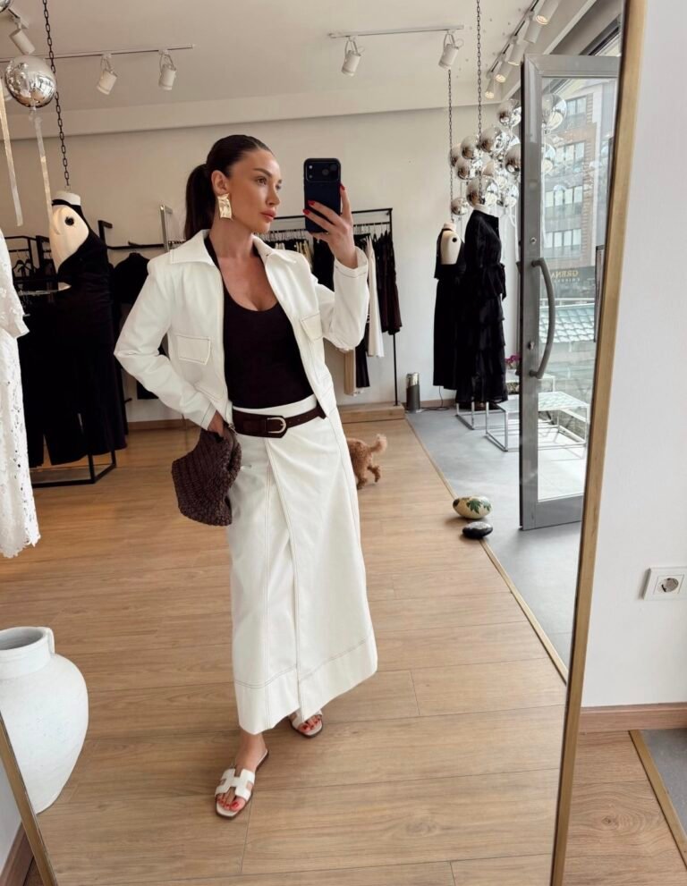 Denim Jacket and Skirt Set- Ecru