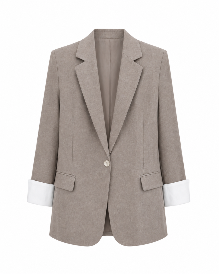 Premium Linen Graije Blazer Jacket with Flap Pockets