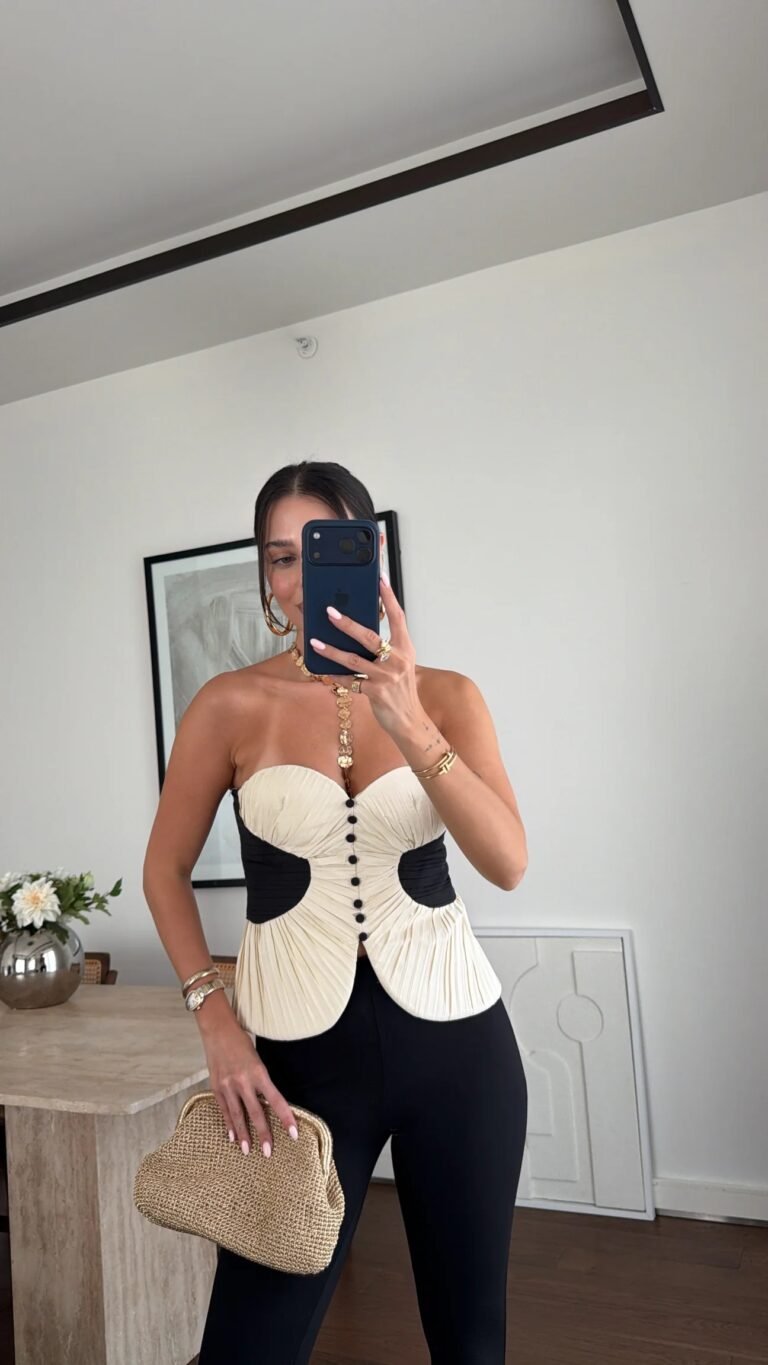 PLEATED BUTTON DETAIL BUSTIER