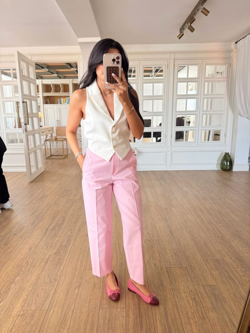 Diana Classic Straight Cut Trousers- baby pink