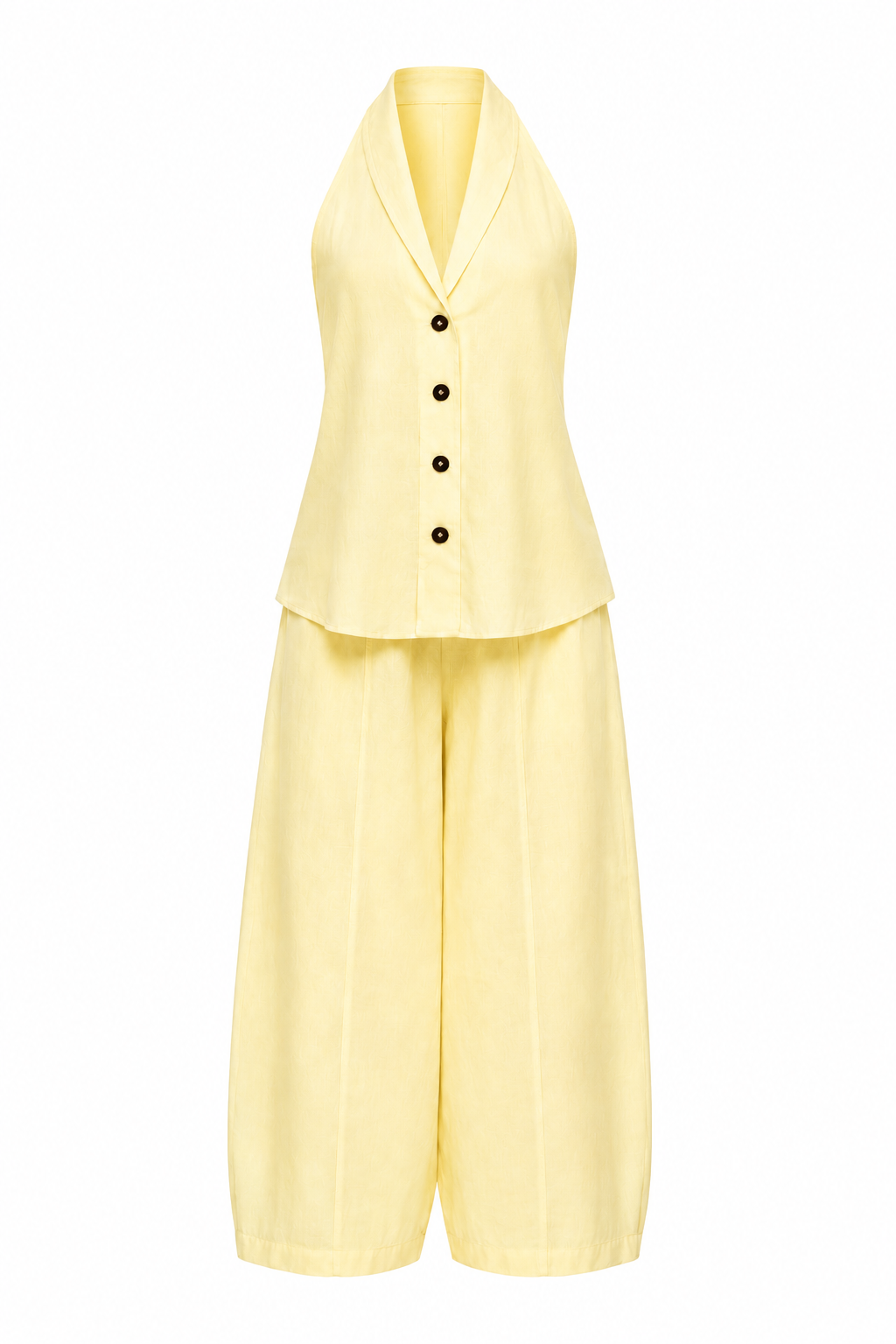 100% Linen Vest and Trousers Set - Butter yellow