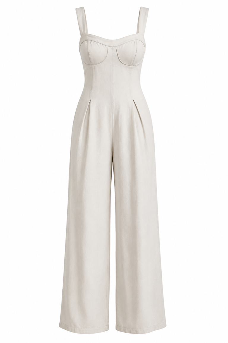 CORSET-LOOK WIDE-LEG PANTS
