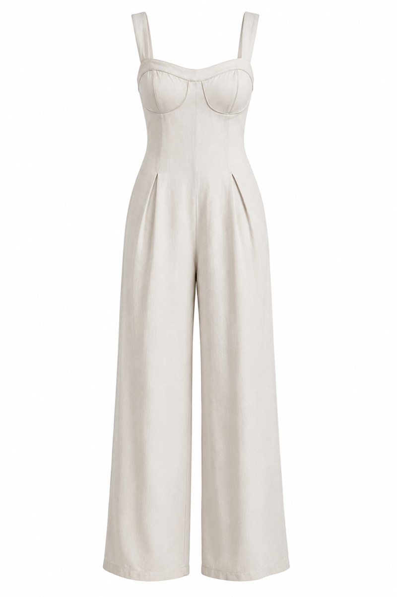 CORSET-LOOK WIDE-LEG PANTS