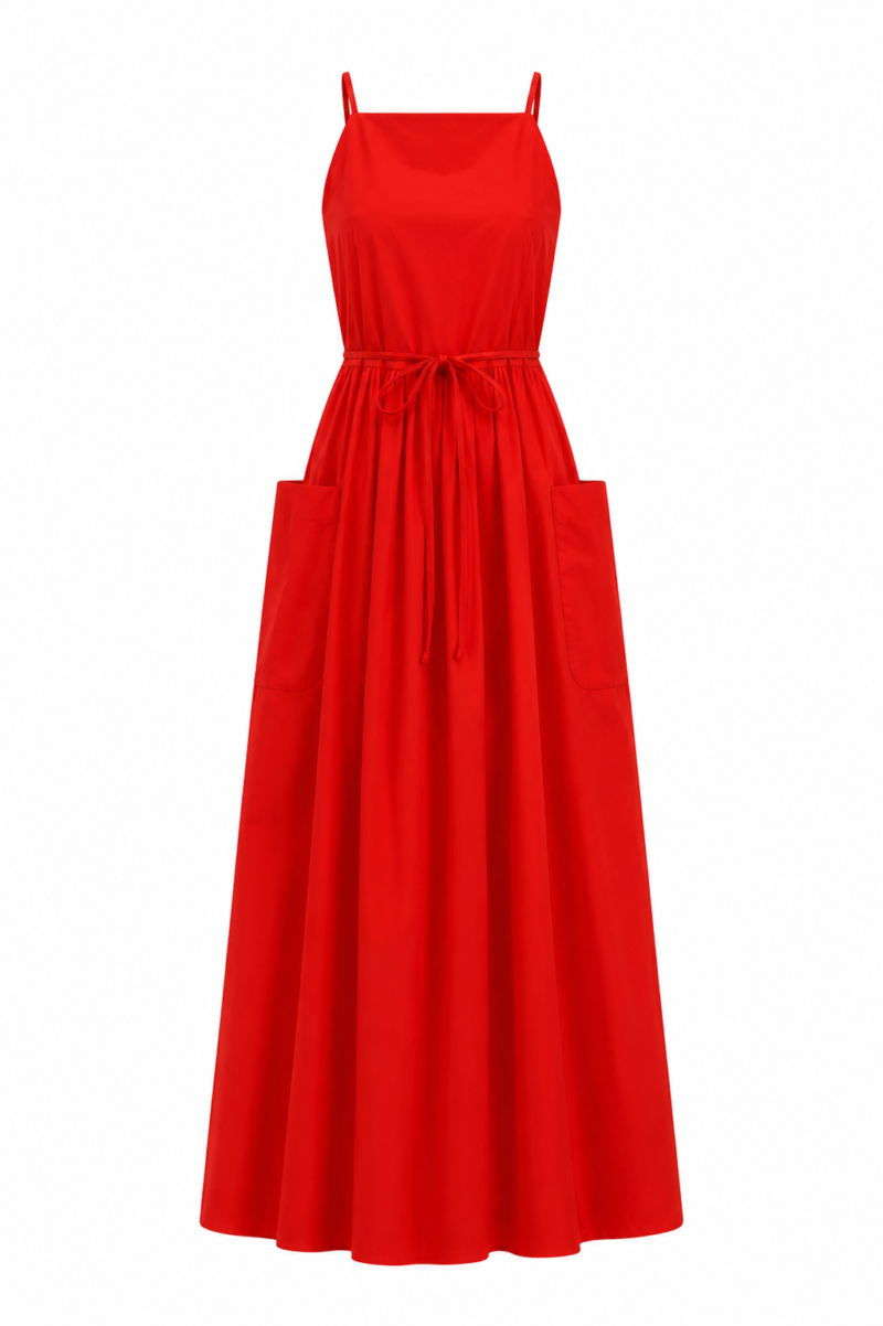 Red sundress without a side seam