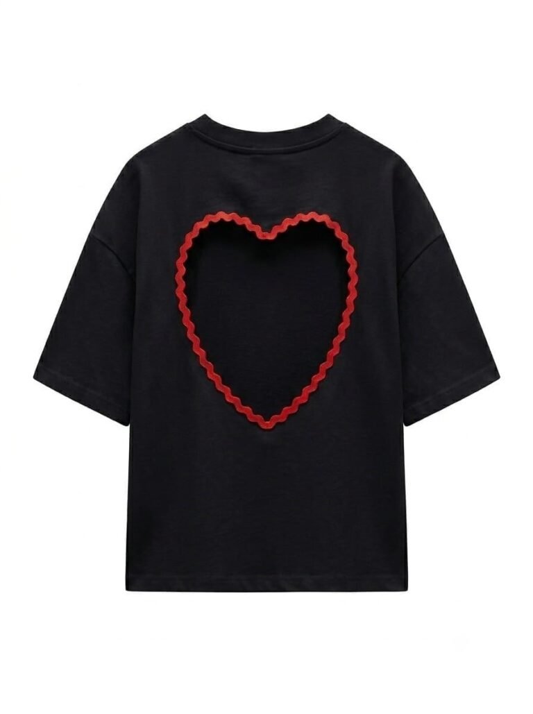 Black T-shirt with Heart Detail on the Back
