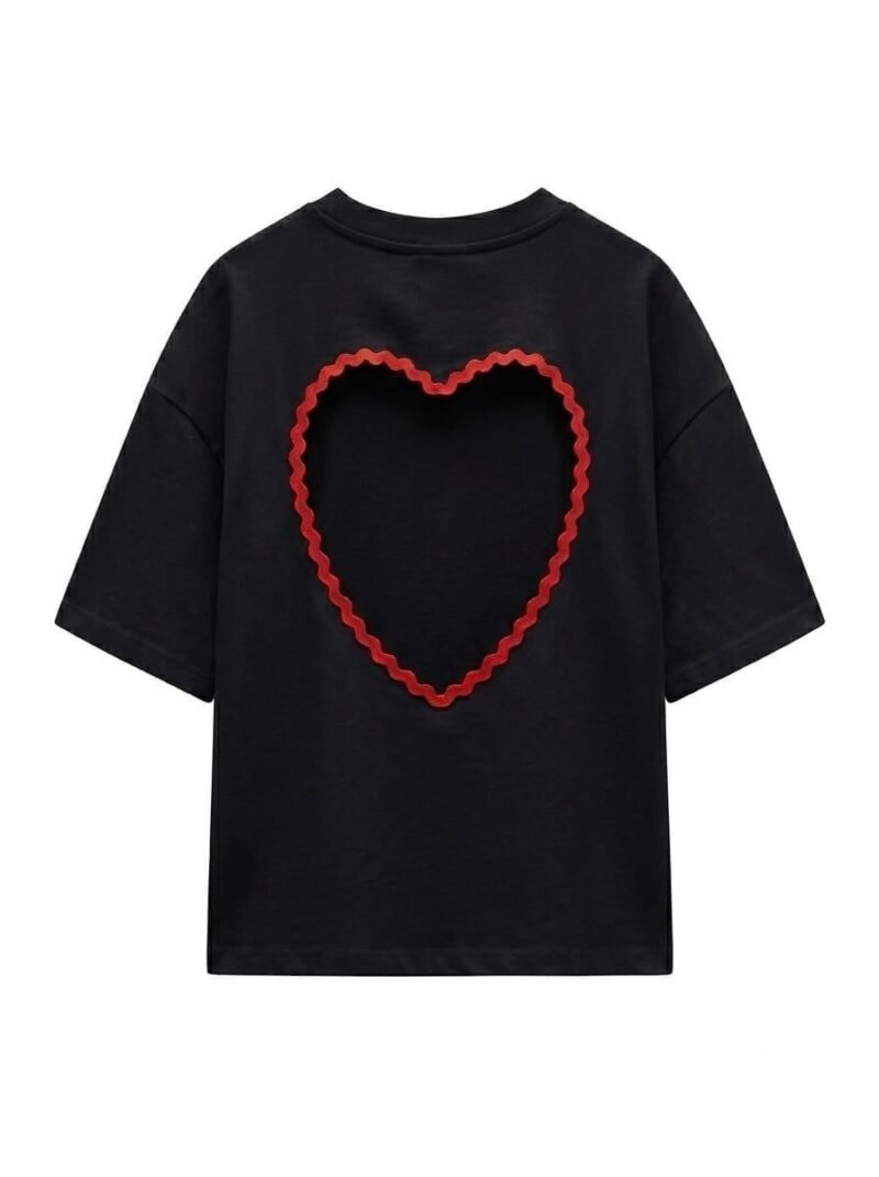 Black T-shirt with Heart Detail on the Back