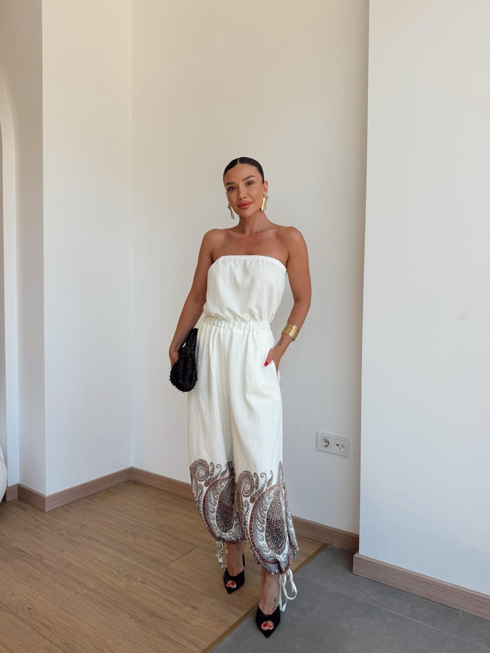 Off-white patterned strapless jumpsuit - Image 2