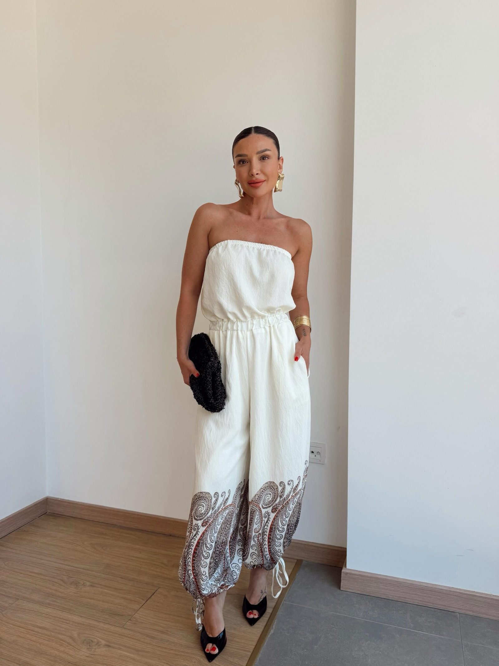 Off-white patterned strapless jumpsuit - Image 3