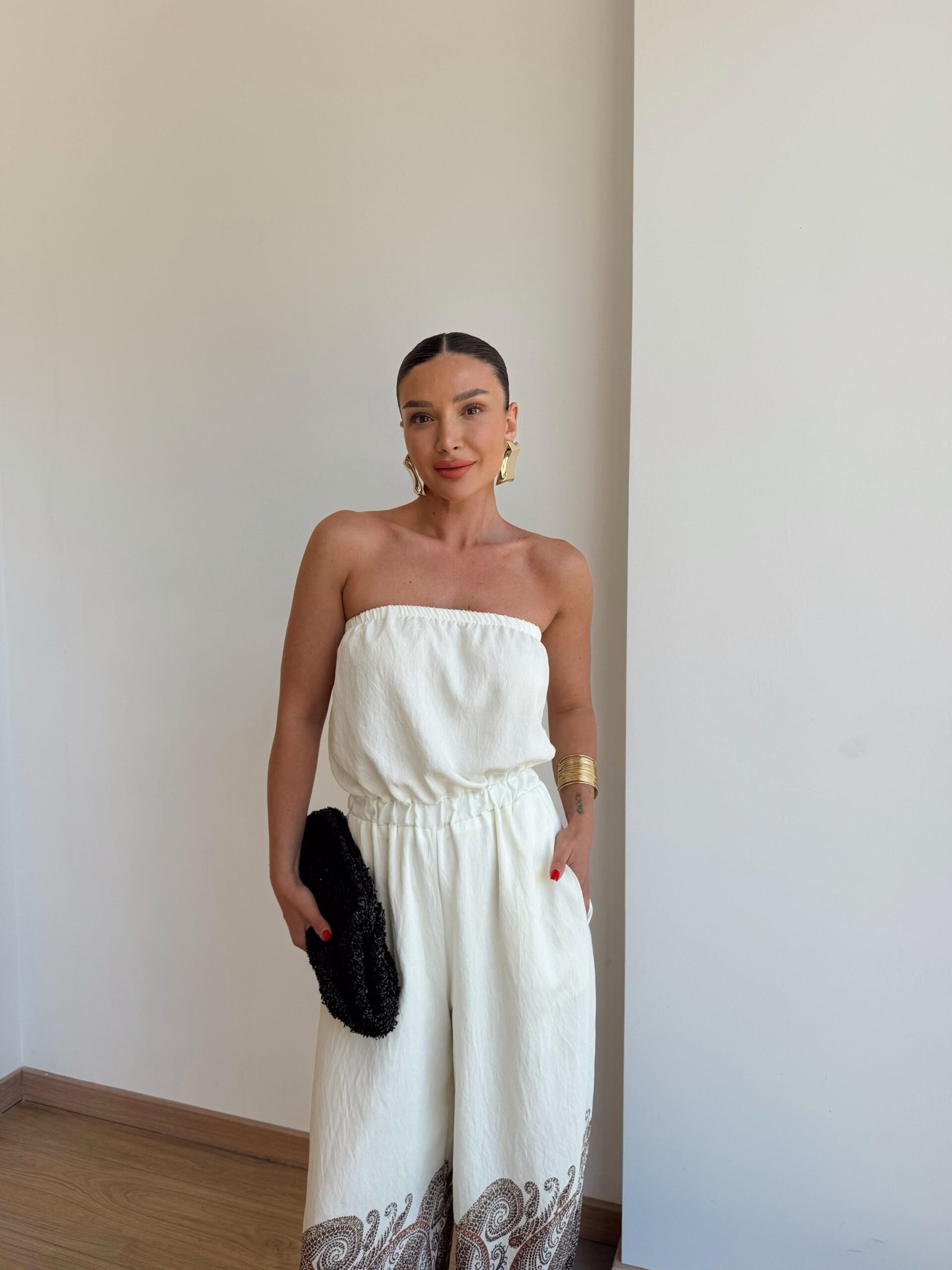 Off-white patterned strapless jumpsuit - Image 4
