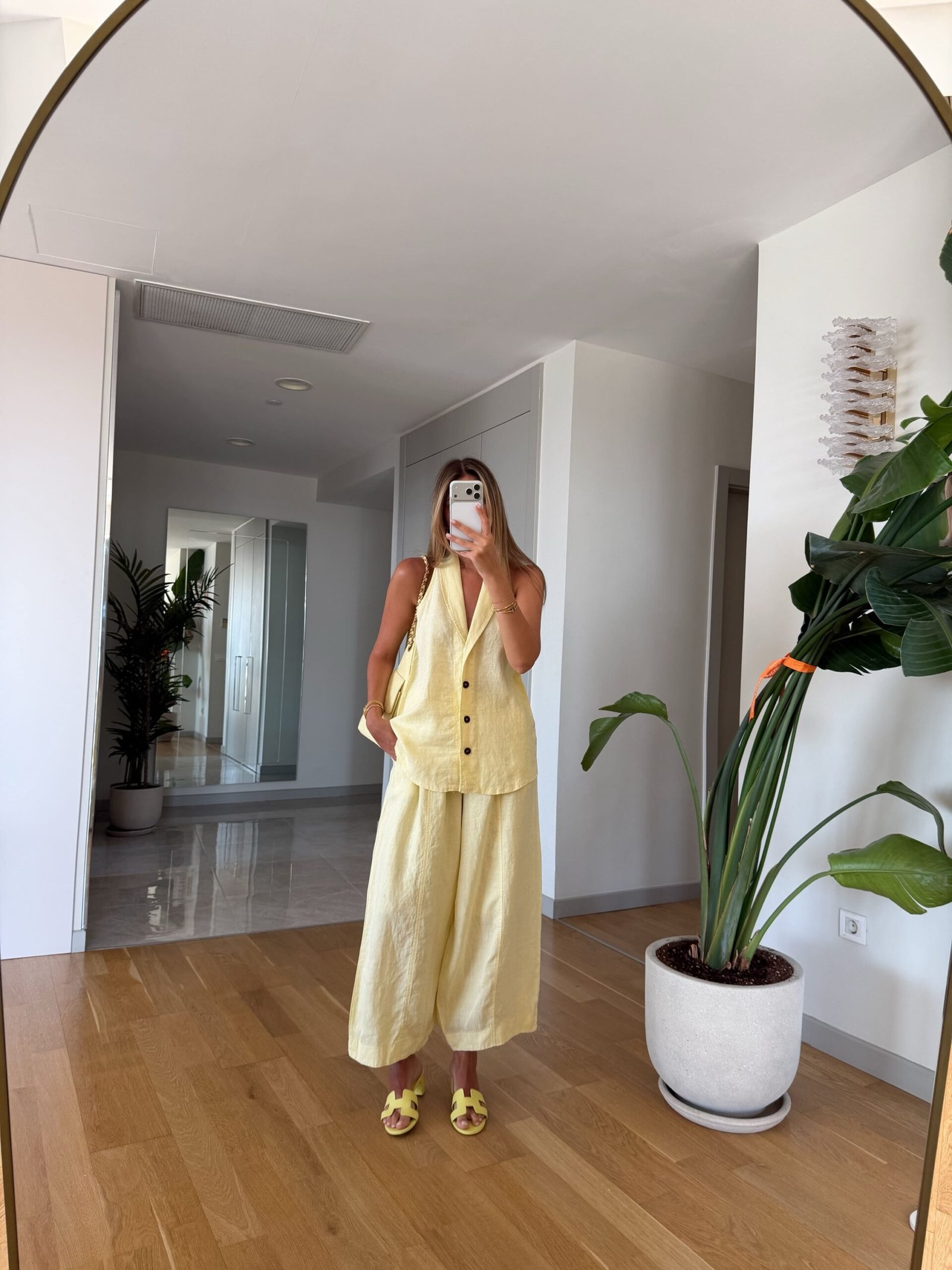 100% Linen Vest and Trousers Set - Butter yellow - Image 2