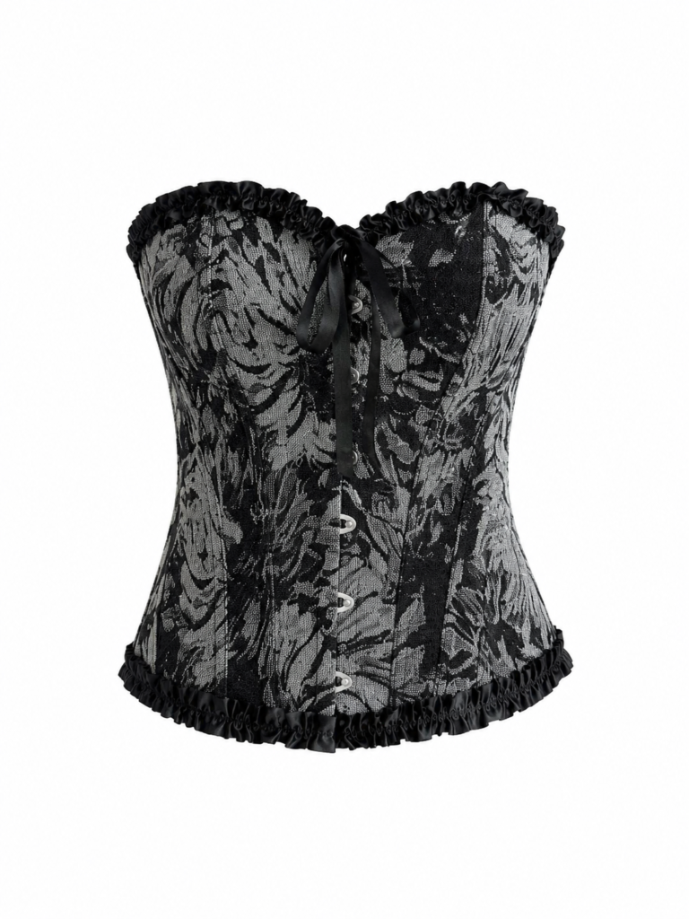 Imported Strapless Corset Blouse - Grey