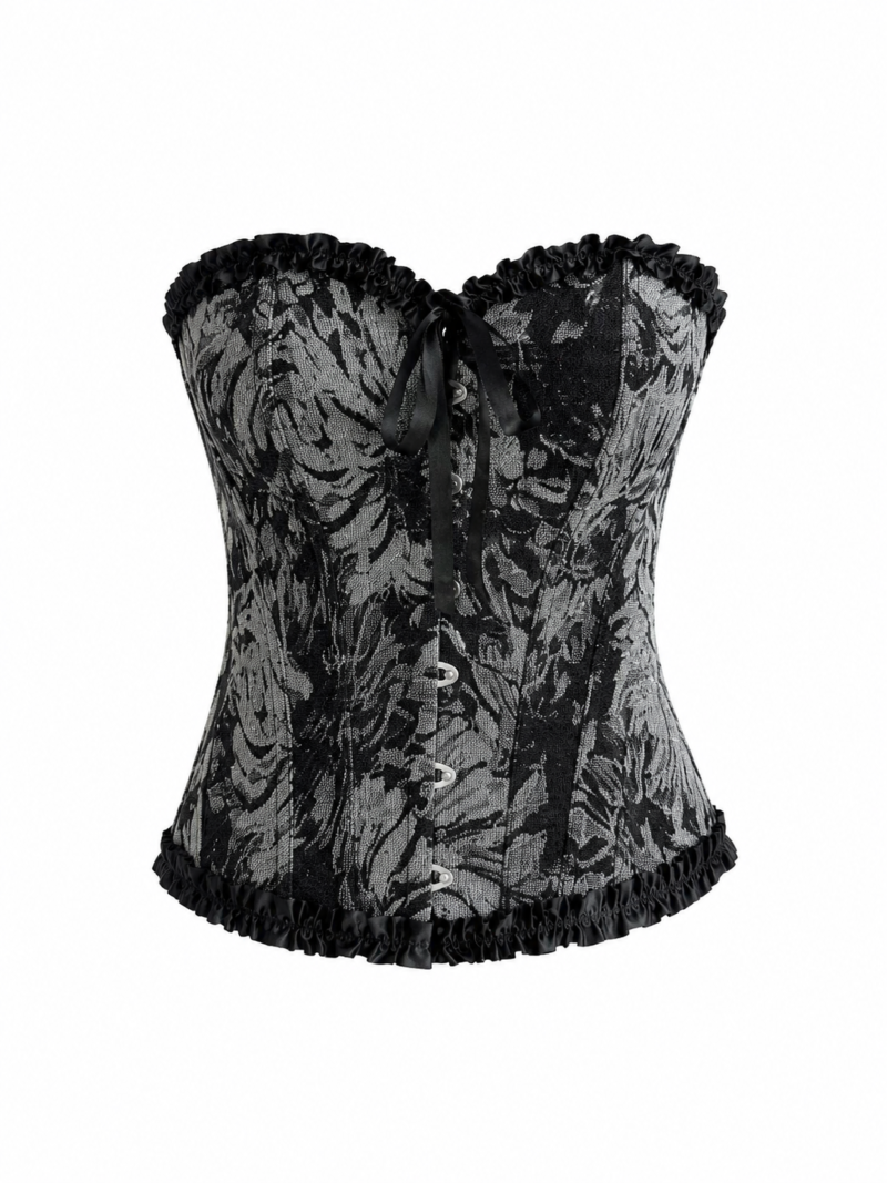 Imported Strapless Corset Blouse - Grey