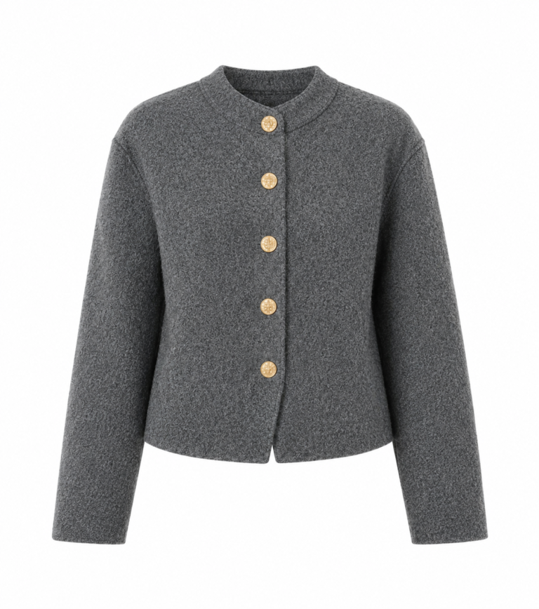 GREY GOLD BUTTONED CASHMERE JACKET