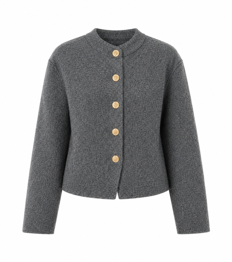 GREY GOLD BUTTONED CASHMERE JACKET