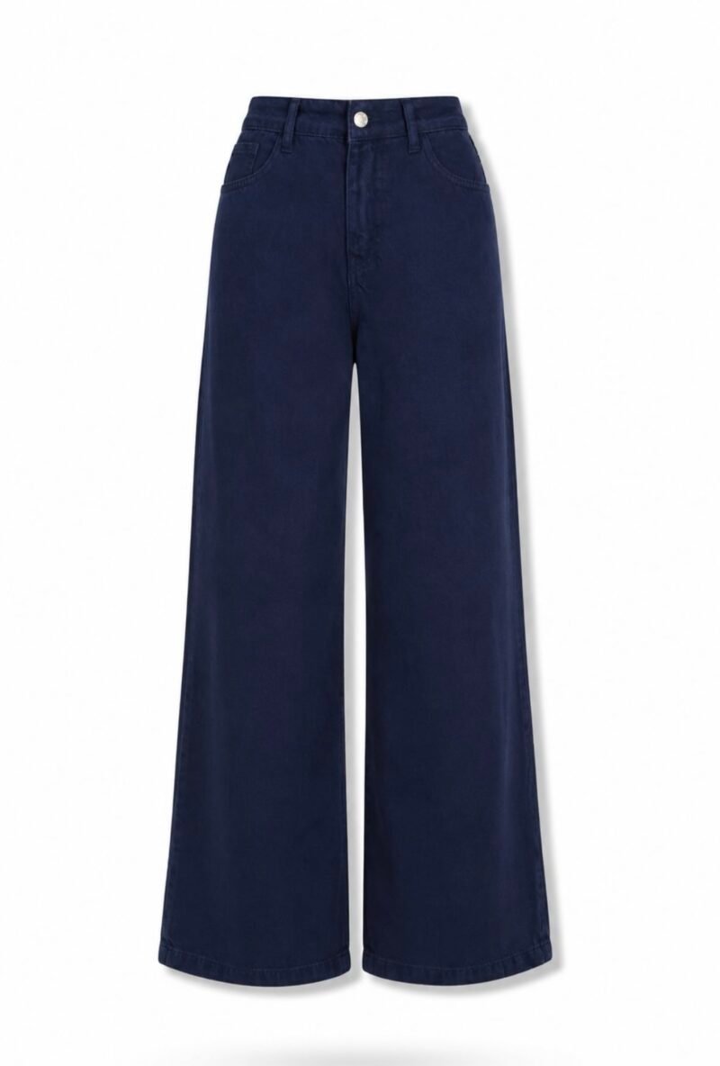 Nick Dökümlü Wide Leg Tencel Jeans