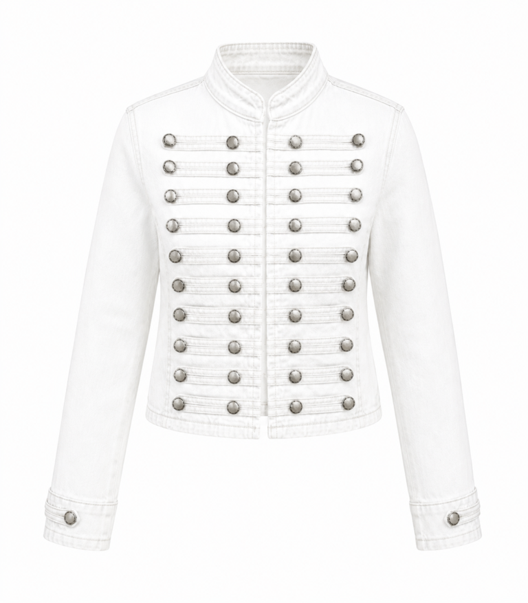 Rogue White Denim Jacket with Epaulets