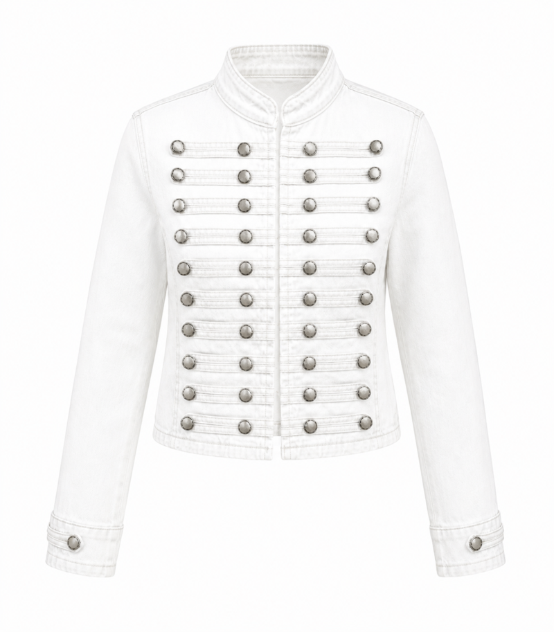 Rogue White Denim Jacket with Epaulets