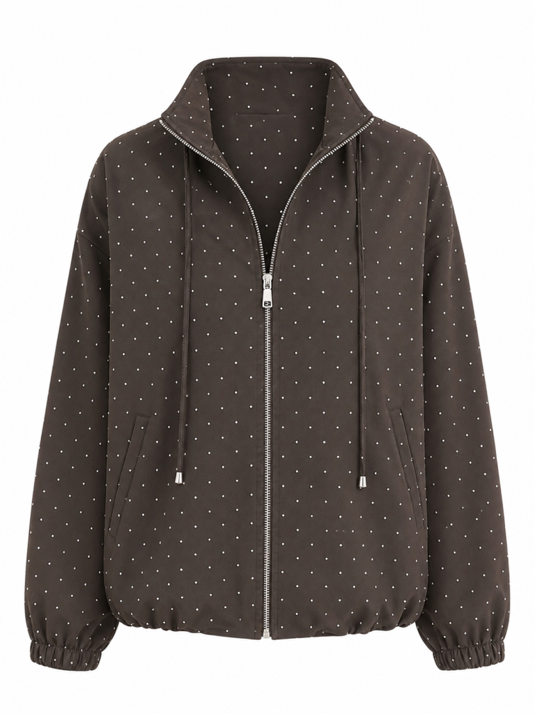 BITTER COFFEE STONE PATTERNED BOMBER JACKET
