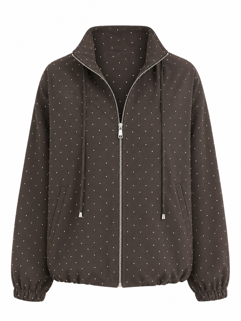 BITTER COFFEE STONE PATTERNED BOMBER JACKET