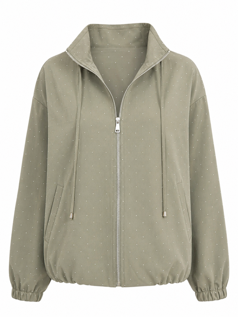 Stone Print  Olive Bomber Jacket