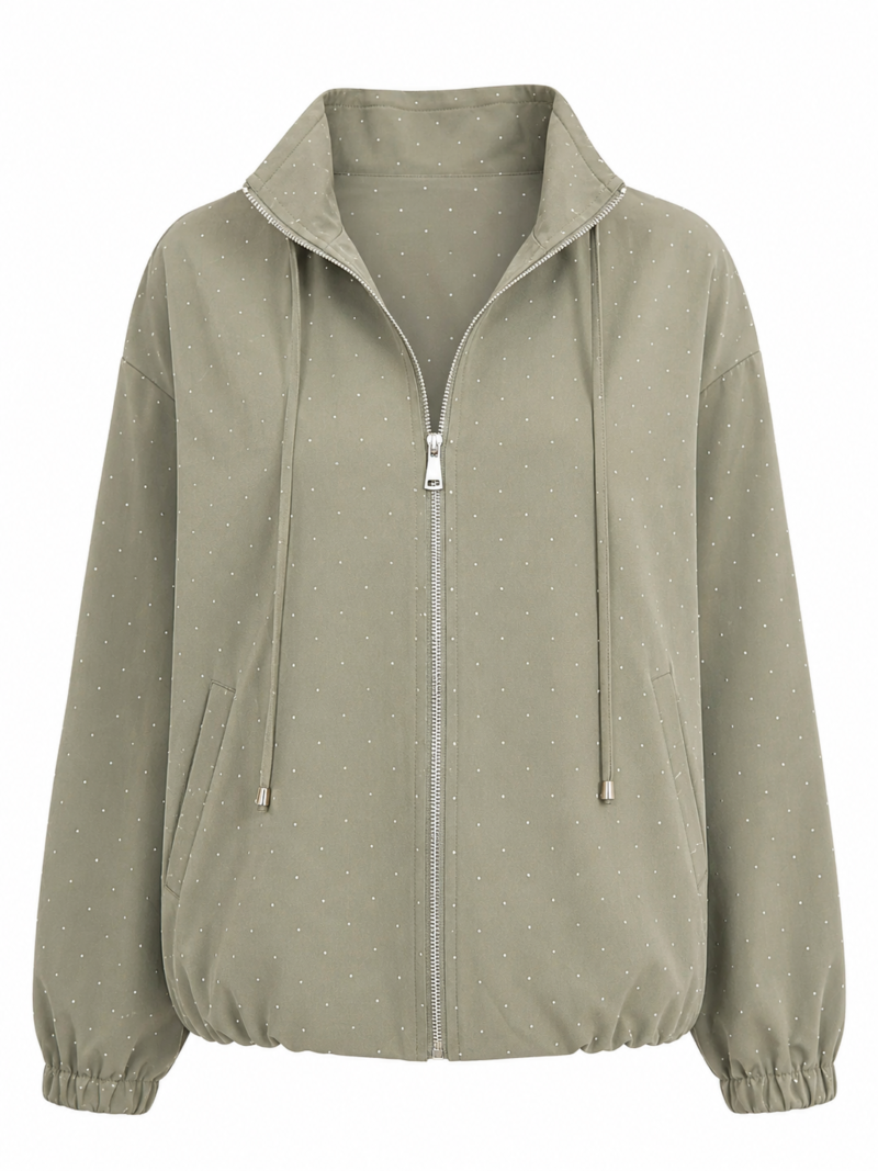 Stone Print  Olive Bomber Jacket