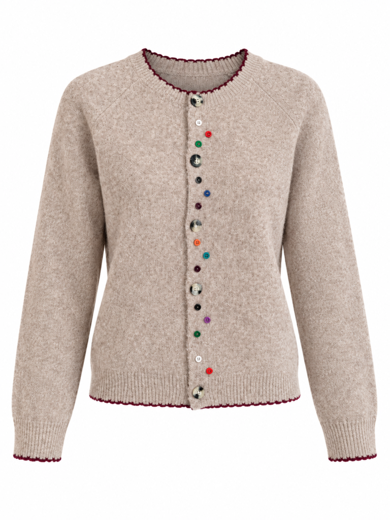 Cardigan with Colorful Button Detail