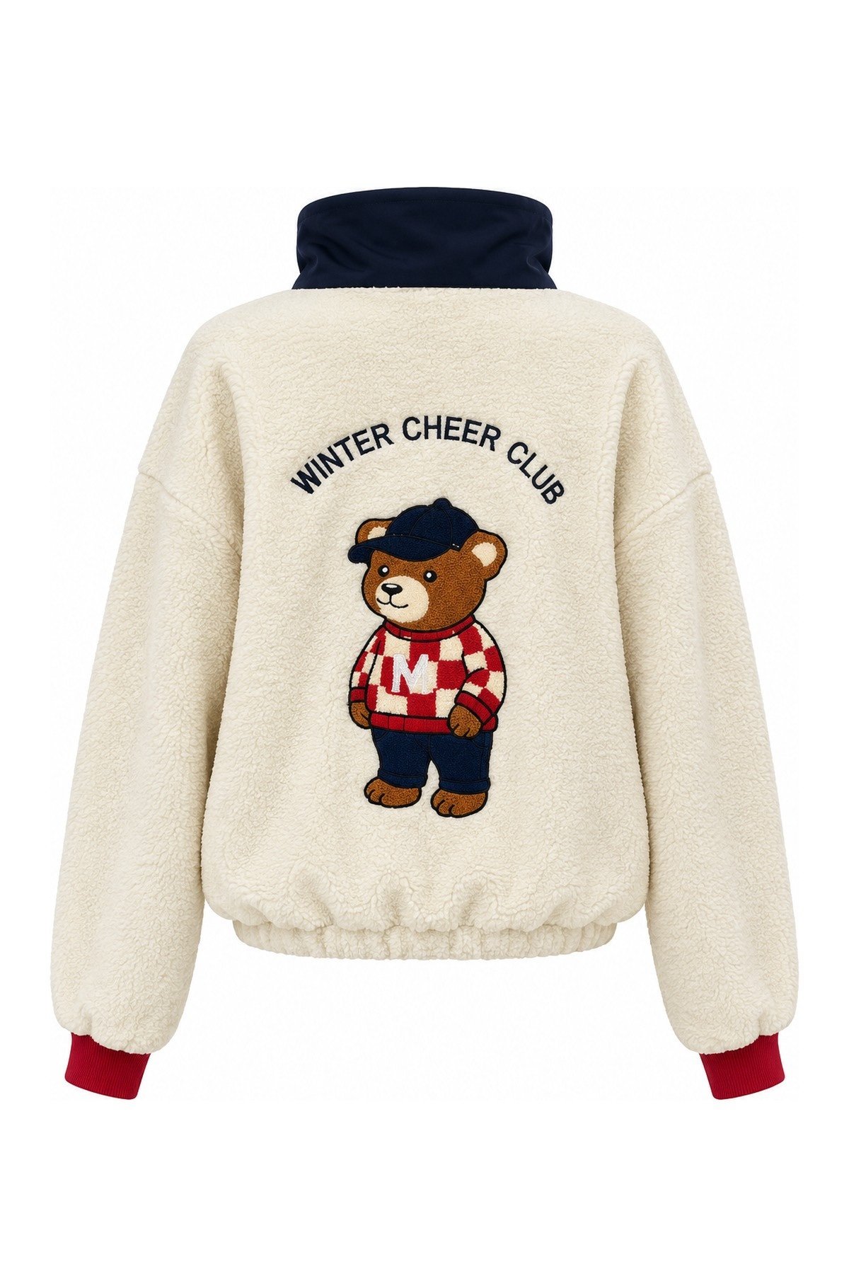 Fleece Sweatshirt with Elasticized Waist and Buttoned Neck - Image 2