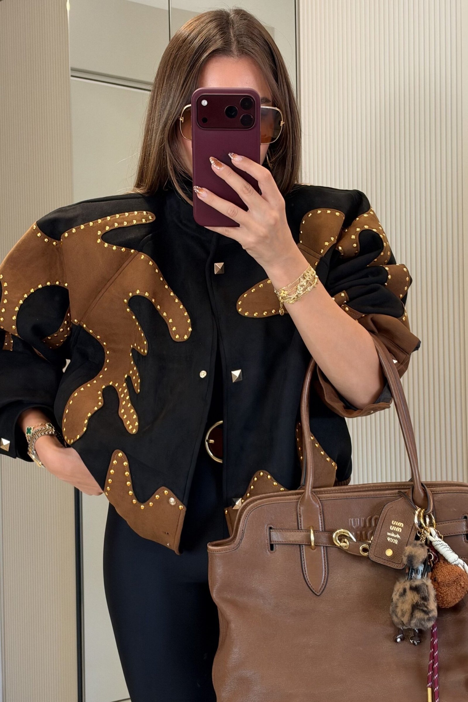 Sharm Padded-Shoulder Suede Designer Jacket - Image 8